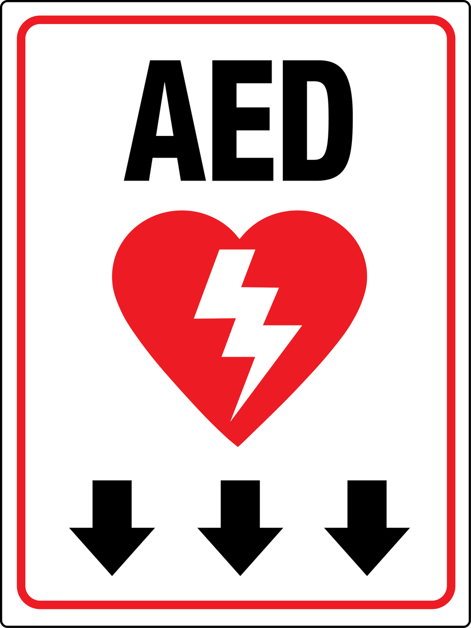 AED Below Wall Signs PHS Safety