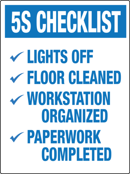 5S Checklist Wall Label