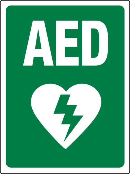 AED Sign Green and White