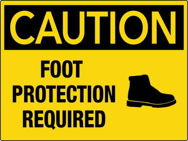 Caution Foot Protection Required Wall Sign