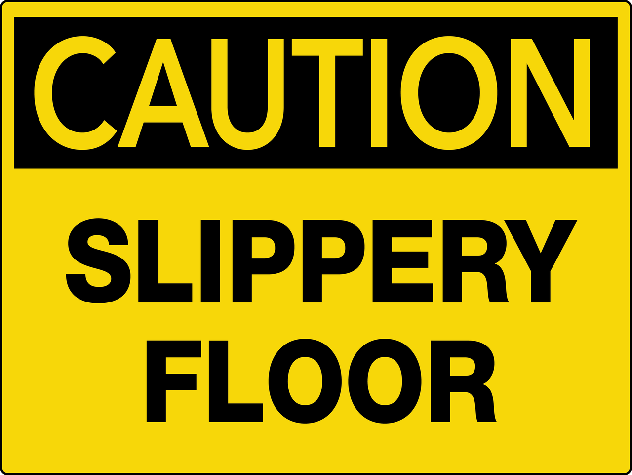 Warning Construction Security 1mm Plastic Sign Danger Slippery surface Sign 