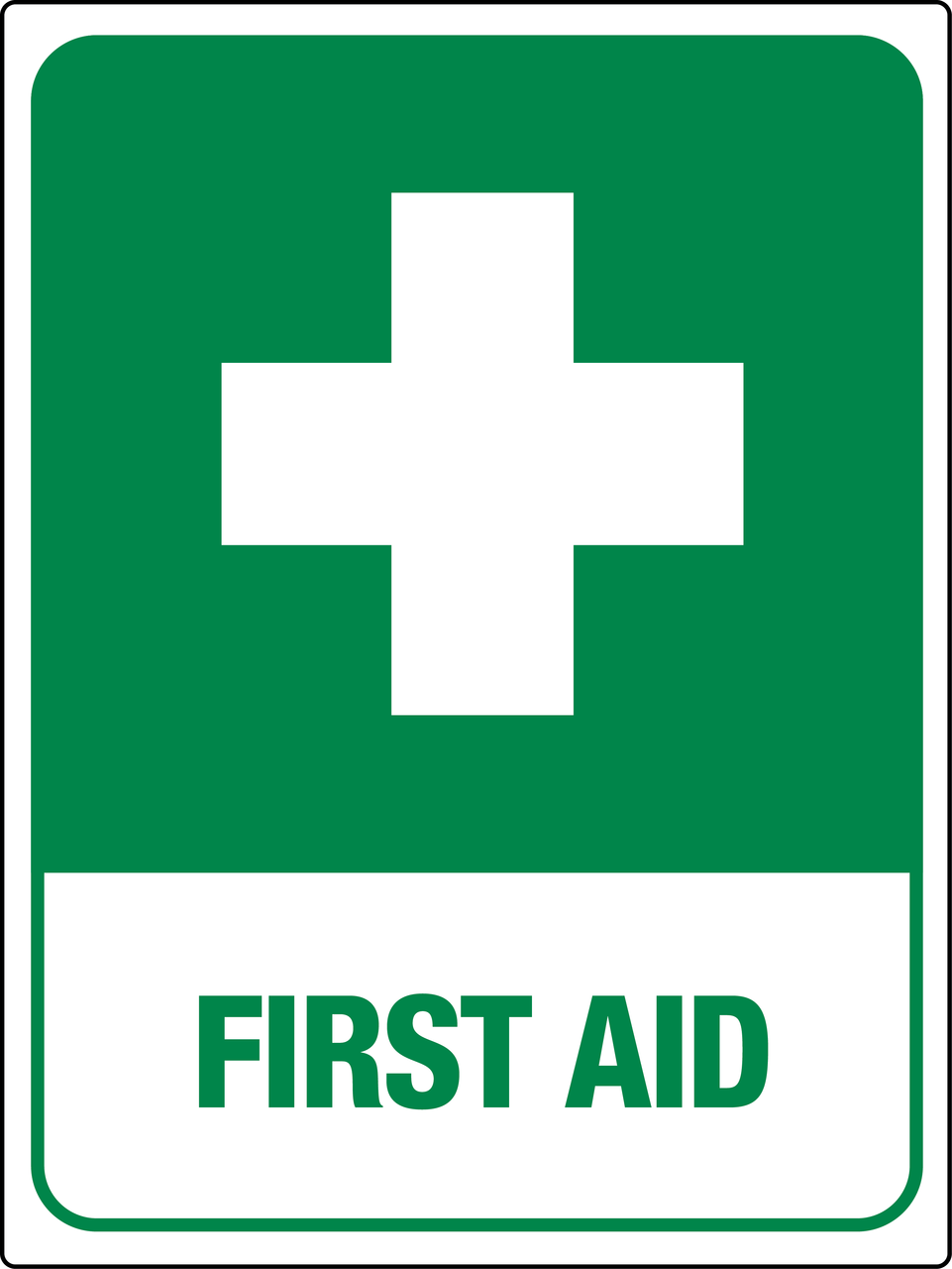 Cross First Aid Sign Green PHS Safety