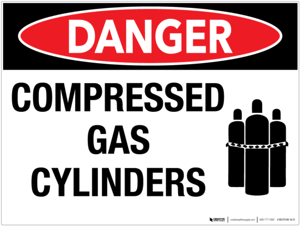 Danger: Compressed Gas Cylinders – Wall Sign