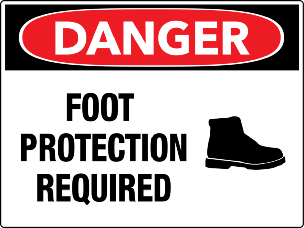 Danger Foot Protection Required Wall Sign