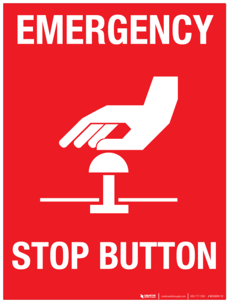 Emergency Stop Button – Wall Sign