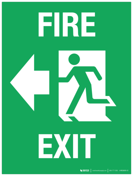 Fire Exit (arrow left) – Wall Sign