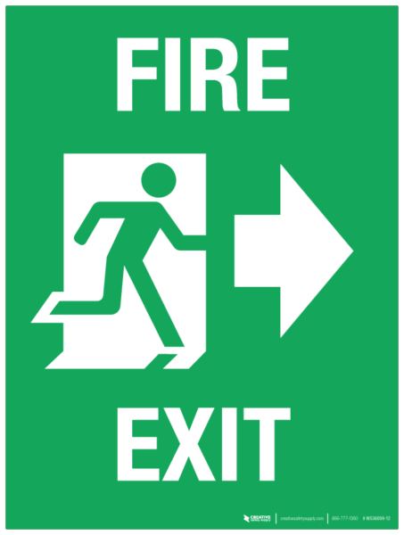 Fire Exit (arrow right) – Wall Sign