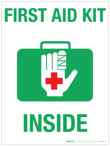 First Aid Kit Inside (white background) – Wall Sign