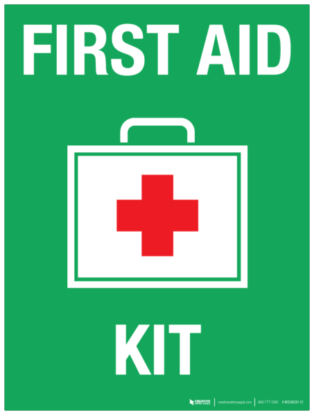First Aid Kit (with Red Cross) – Wall Sign